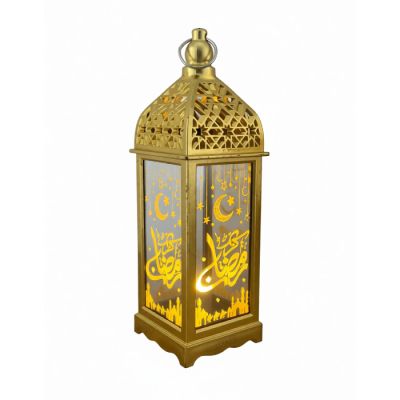 Lanterne décorative Ramadan - LED - Dorée 