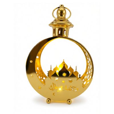 Lanterne Ramadan LED - 15 x 23 cm - Dorée 