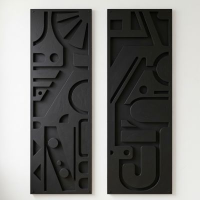 Lot 2 Tableaux Relief Noirs NJ ARMIN - Prix... | Arkan.tn