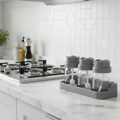 Lot à Épices avec Support - 3 Boîtes - 0,25L 