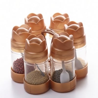 Lot à Épices avec Support Tulip - 6 Boîtes - Beige 
