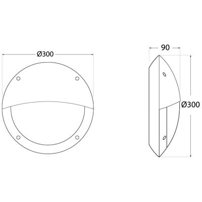Applique murale ronde en résine antichoc - stabilisée aux rayons UV - 300x90x300mm LED 2R3.000.000W Blanc - FUMAGALLI