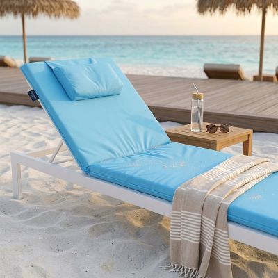 Matelas transat avec coussin - 180x52x5 cm - Bleu ciel