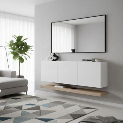 Meuble Suspendu CENOVA – Blanc – 160 × 60 × 28 cm