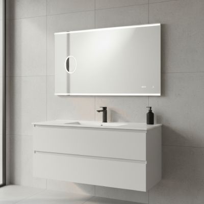 Miroir intelligent LED - 100 x 70 cm - Horloge & Loupe