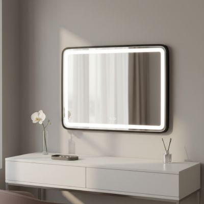 Miroir intelligent LED - 80 x 60 cm - Noir
