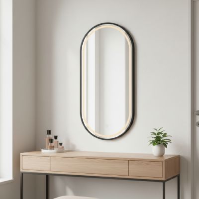 Miroir intelligent LED - ovale - 60 x 80 cm - Noir