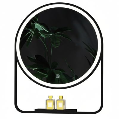 Miroir LED avec tablette - 60 x 80 cm - Noir