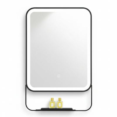 Miroir LED avec tablette - 60 x 90 cm  - Noir