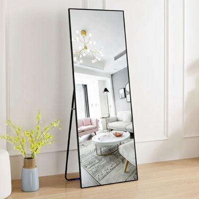 Miroir LED sur pied - 60 x 160 cm - Noir