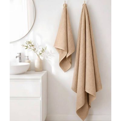 Serviettes de bain Mon Aura - KHJ45- Lot de 2 - Beige