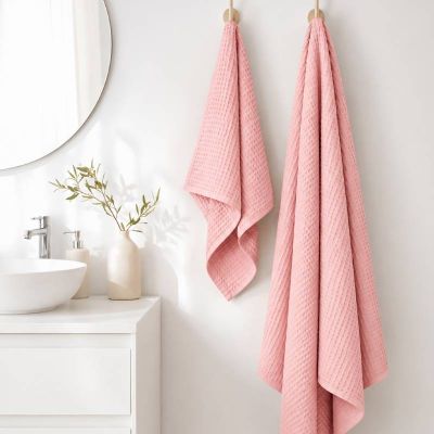 Serviettes de bain MON AURA - DDF54 - Lot de 2 - Rose