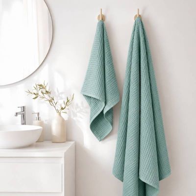 Serviettes de bain MON AURA - OIJ56 - Lot de 2 - Bleu vert