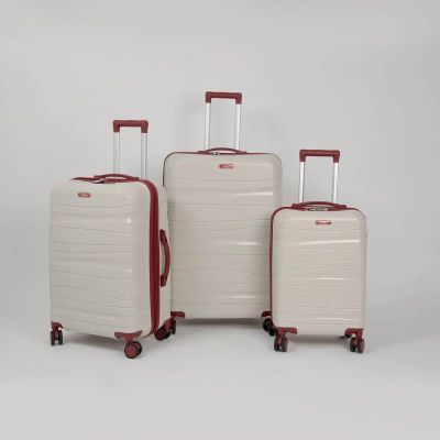 Valise Titou Brilliant - Double Couleur Beige & Burgundy 3 valises