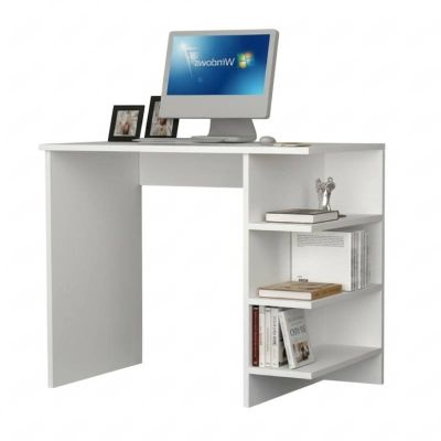 Bureau enfant blanc - MDF stratifié - 100x75x50 cm - 3 étagères