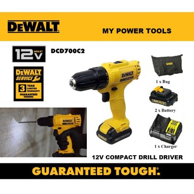 Perceuse-visseuse DEWALT DCD700C2 - Sans Fil 12V Garantie 3 Ans