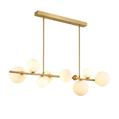 Lustre Linéaire Verre Opale & Doré 110cm -... | Arkan.tn