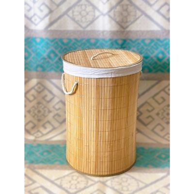 Panier à linge rond en bambou - 35x50 cm - Naturel