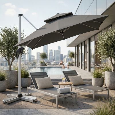 Parasol Aurora - Aluminium - 3x3 m - Gris