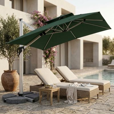 Parasol Capri - Aluminium - 3x3 m - Vert foncé
