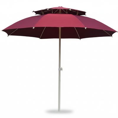 Parasol double toit - rond - 2,1 m - rouge