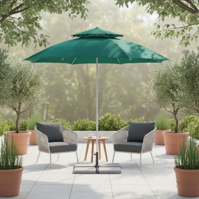 Parasol double toit - rond - 2,7 m - vert