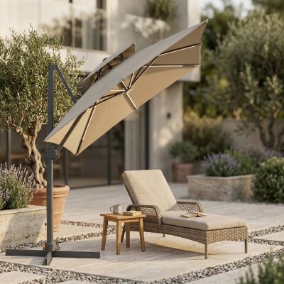 Parasol Garden LED - Aluminium - 3x3 m - Grège