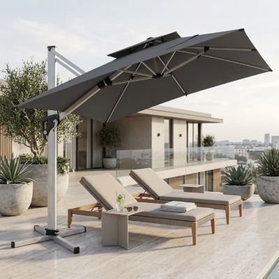 Parasol Leaf - Aluminium - 2,5 x 2,5 m - Gris