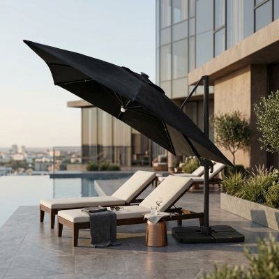 Parasol Velvet LED - Aluminium - 3,5x3,5 m - Noir