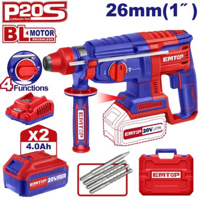Perforateur SDS+ EMTOP - ELRH202682 - 20V - 2 x 4Ah