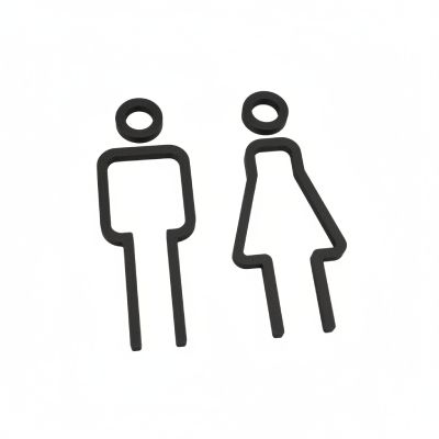 Plaque de porte de toilette V1 - Plastique - Noir