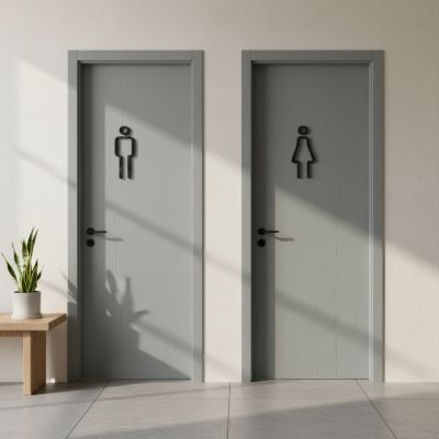 Plaque de porte de toilette V1 - Plastique - Noir