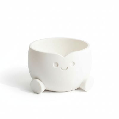 Pot de fleurs souriant - plastique - Blanc
