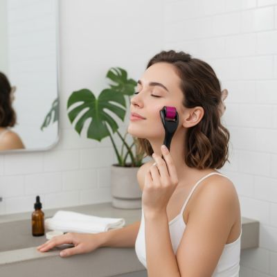Rouleau massage visage - 13 x 2,5 cm - Noir 