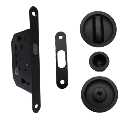 KIT SERRURE Porte Coulissante SC6150CR NOIR Condamnation ROND STAP