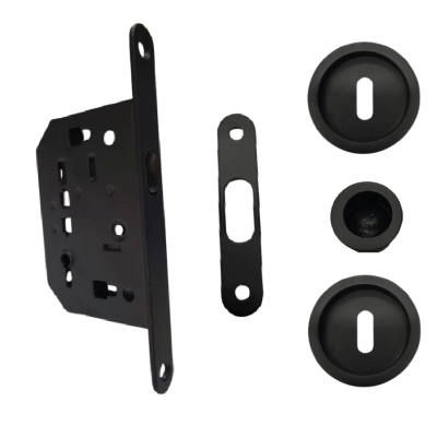 KIT SERRURE Porte Coulissante SC6150KR NOIR Petit Trou ROND STAP