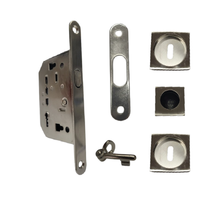 KIT SERRURE Porte Coulissante SC6150KC Satiné Petit Trou CARRE STAP