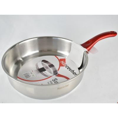 Poêle HASCEVHER - inox - 20 cm - Rouge