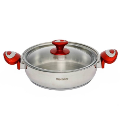 sauteuse Hascevher - Inox 18/10 - 24x8 cm - rouge - Turquie