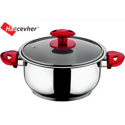 Marmite Haschever - Inox -  rouge -22cm - Turquie