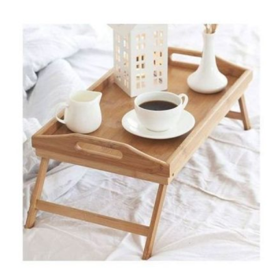 Plateau de lit - Bois - Table de lit - Pliante - 50X30 cm