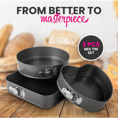 Lot De 3 Moules à Gâteaux Cœur & Rond & Carré