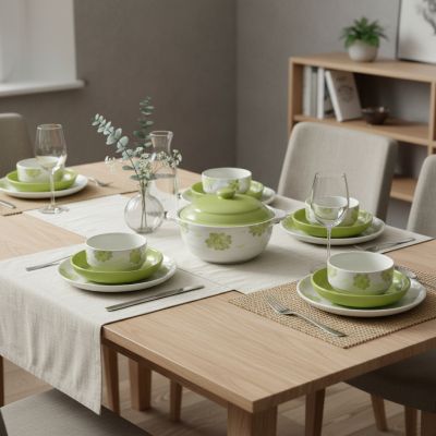 Service de Table Élégant – 20 pcs - Vert pistache