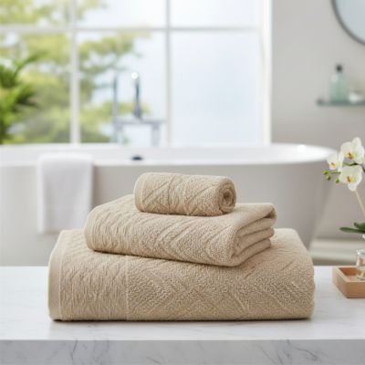 Serviettes de douche - Beige - 3 pièces