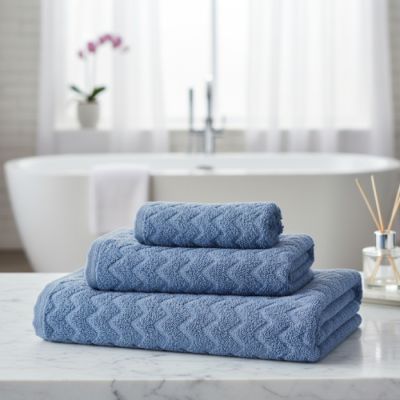 Serviettes de douche - Bleu - 3 pièces