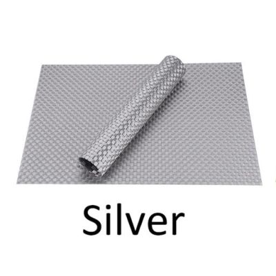 Lot de 6 Sets de Table GRIS ARGENT , en PVC Tissé Lavables
