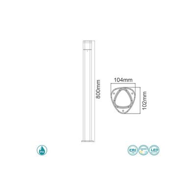 POTEAU EXTERIEUR GRIS 1METRE LED 6W 6500K