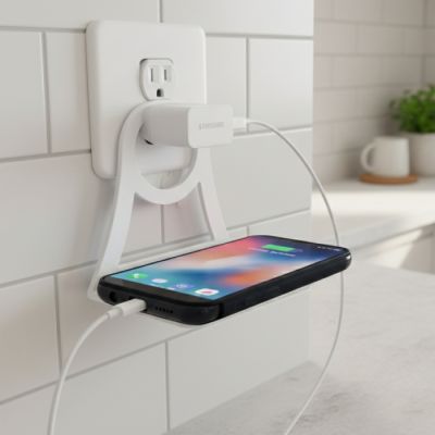 Support de Téléphone Pour Prise – Plastique – Blanc 