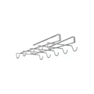 Support porte 10 tasses suspendu sous tablette - 14x28x6 cm - en métal