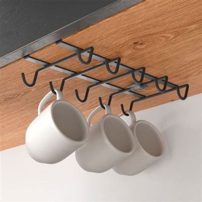 Support porte 10 tasses suspendu sous tablette LAVA 36.11.28 - 14 x 28 x 6 cm